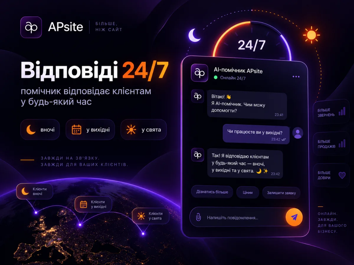 AI-помічник відповідає клієнтам 24/7 — вночі, у вихідні та свята