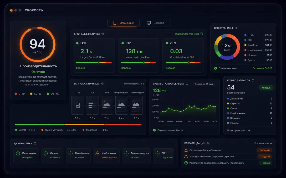 Швидкість сайту: оцінка продуктивності та Core Web Vitals