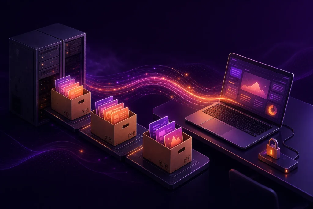 Переход с российской CRM: коробки с данными переносят со старого сервера на новый ноутбук