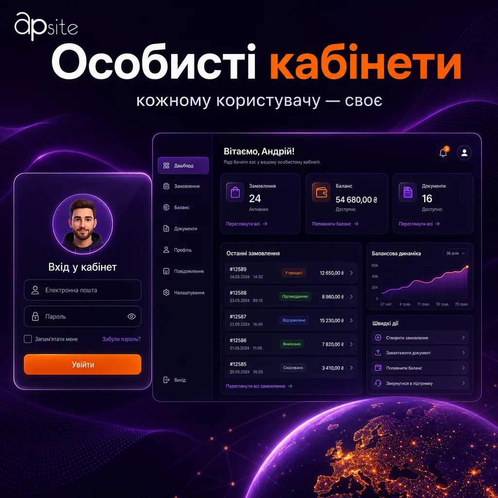 Особисті кабінети: замовлення, баланс, документи користувача
