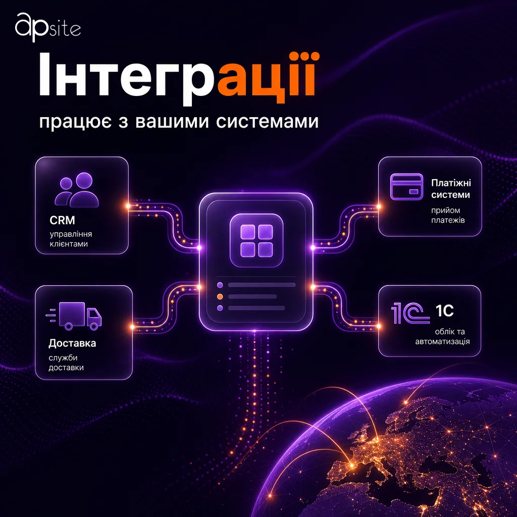 Інтеграції додатка з CRM, оплатою, доставкою та 1С