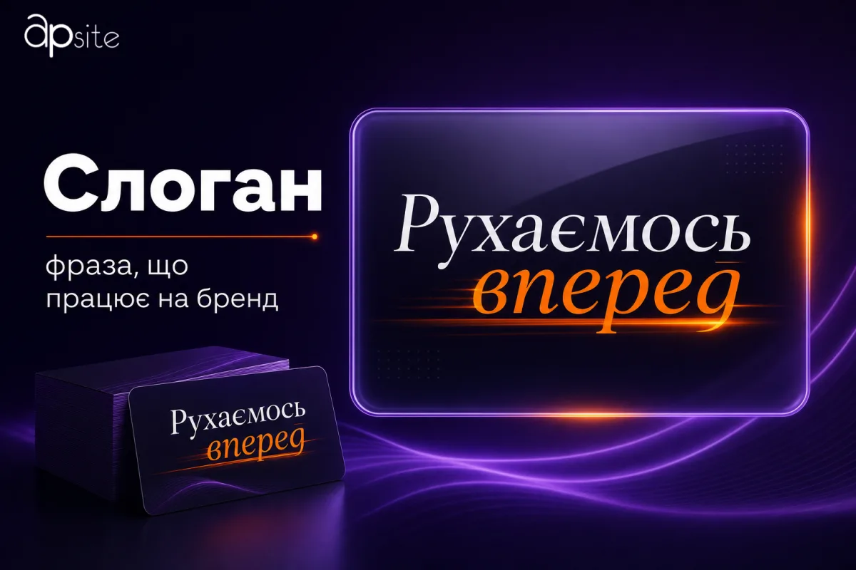 Слоган бренду на картці й візитці