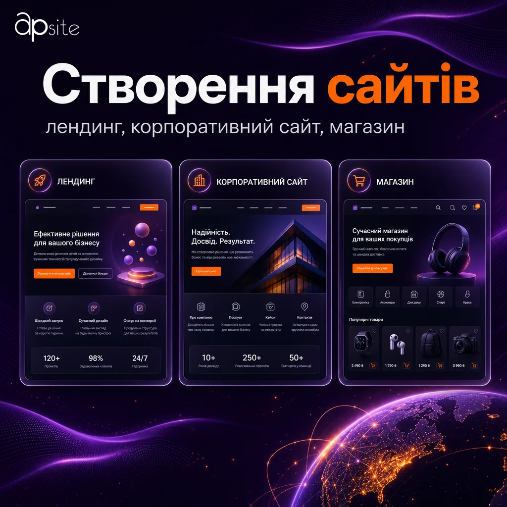 Создание сайтов: лендинг, корпоративный сайт, магазин