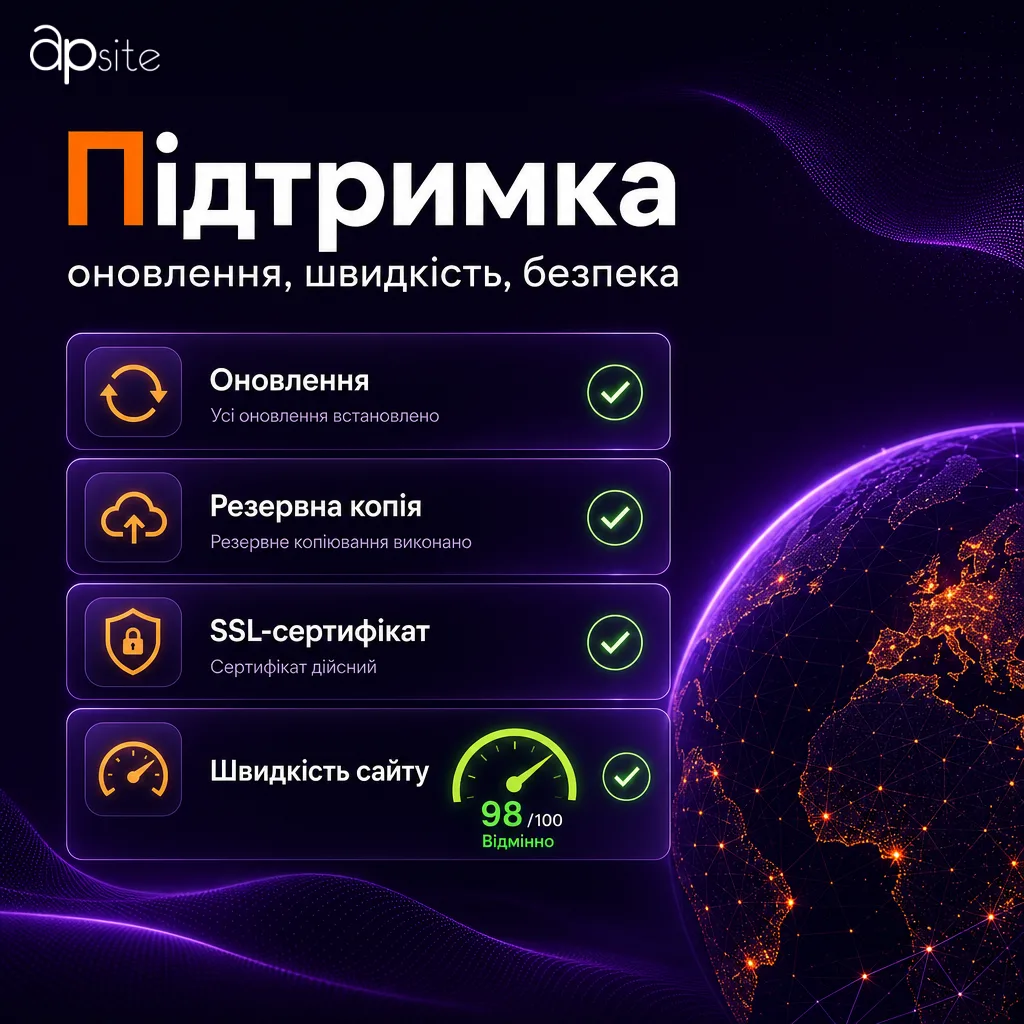 Поддержка: обновления, скорость и безопасность сайта