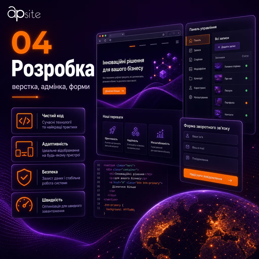 Шаг 4 — разработка: вёрстка, админка, формы