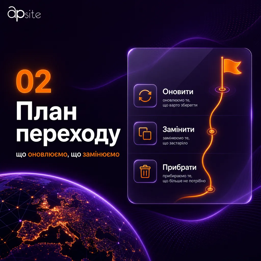 Крок 2 — план переходу: що оновлюємо, що замінюємо
