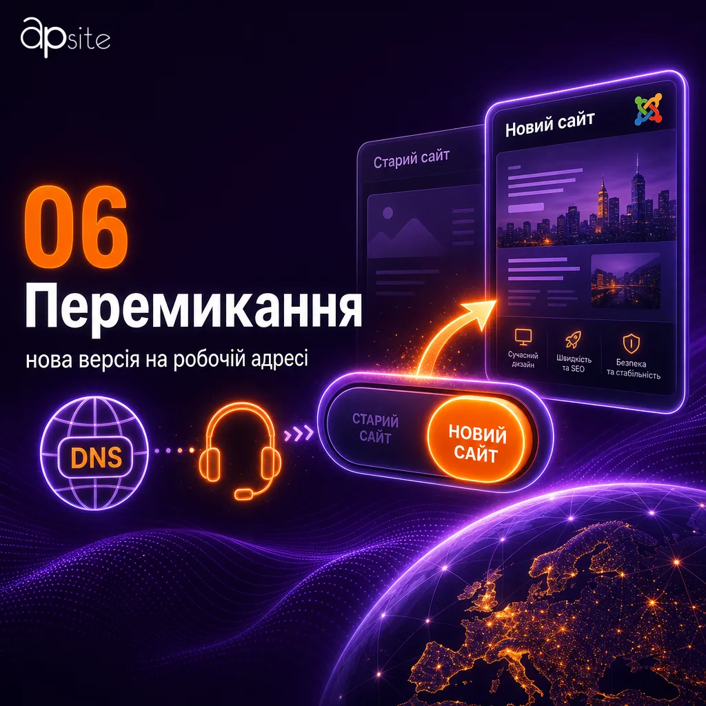 Крок 6 — перемикання оновленого сайту на робочу адресу