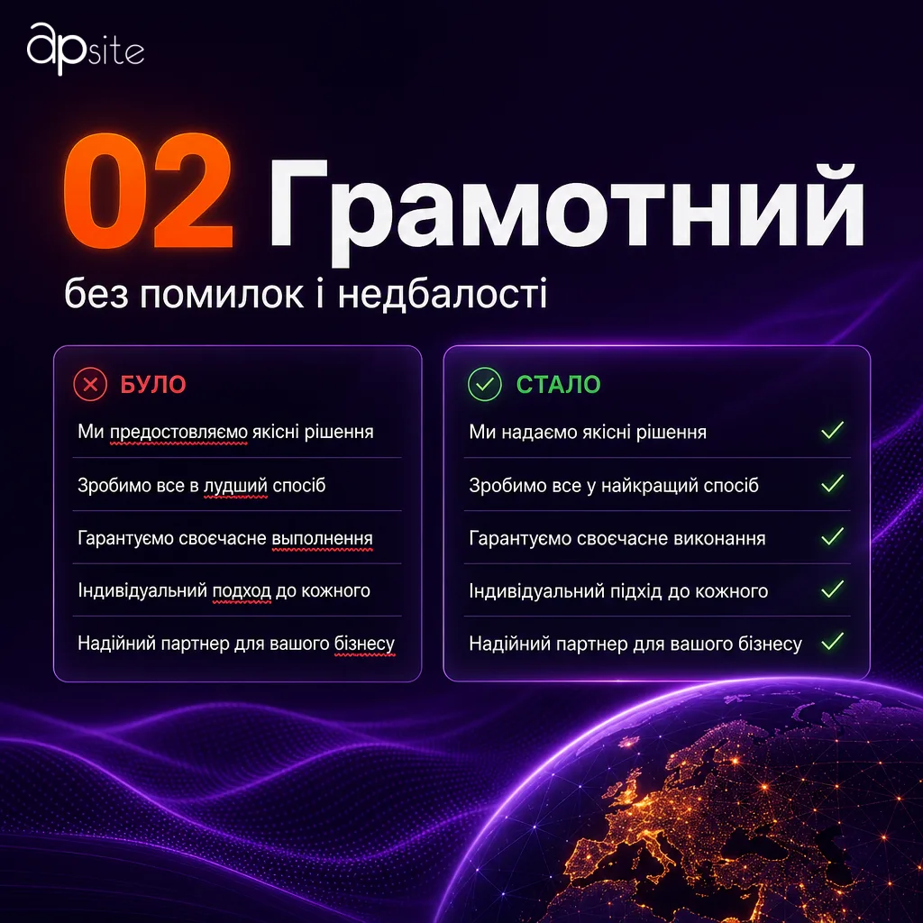 Грамотный текст без ошибок и небрежности