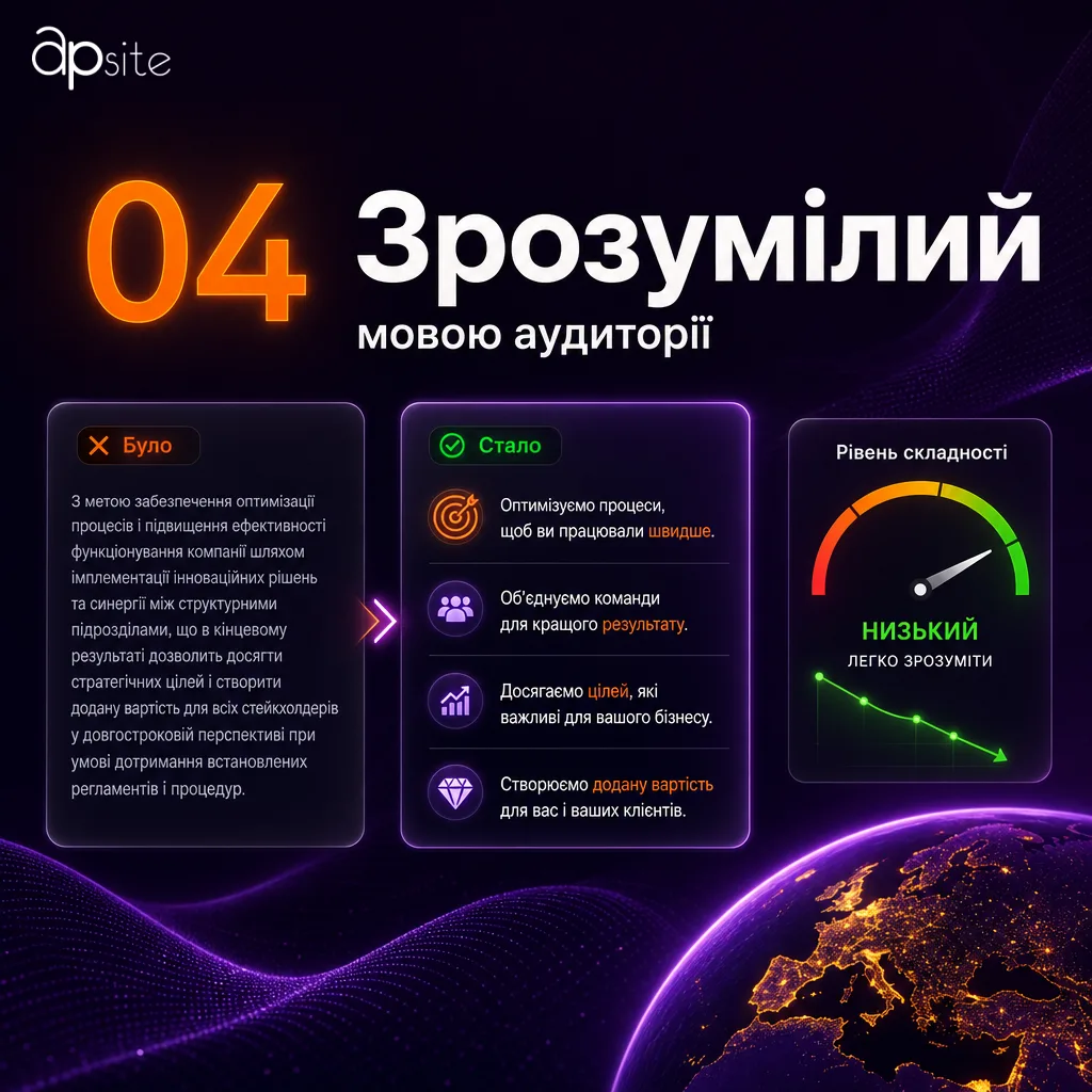 Понятный текст на языке аудитории