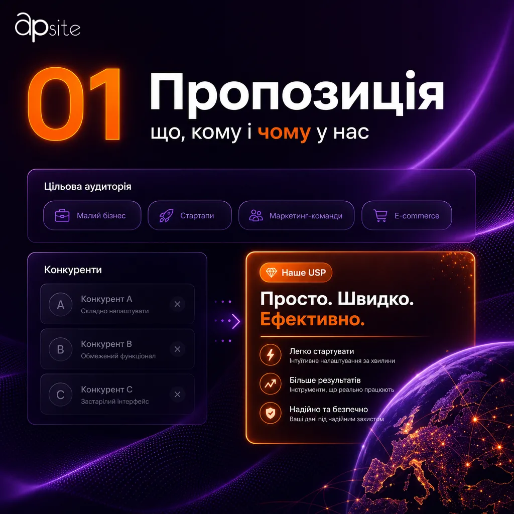 Шаг 1 — предложение: что, кому и почему именно у нас