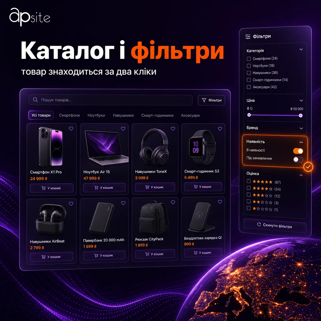 Каталог с фильтрами: покупатель находит товар за два клика