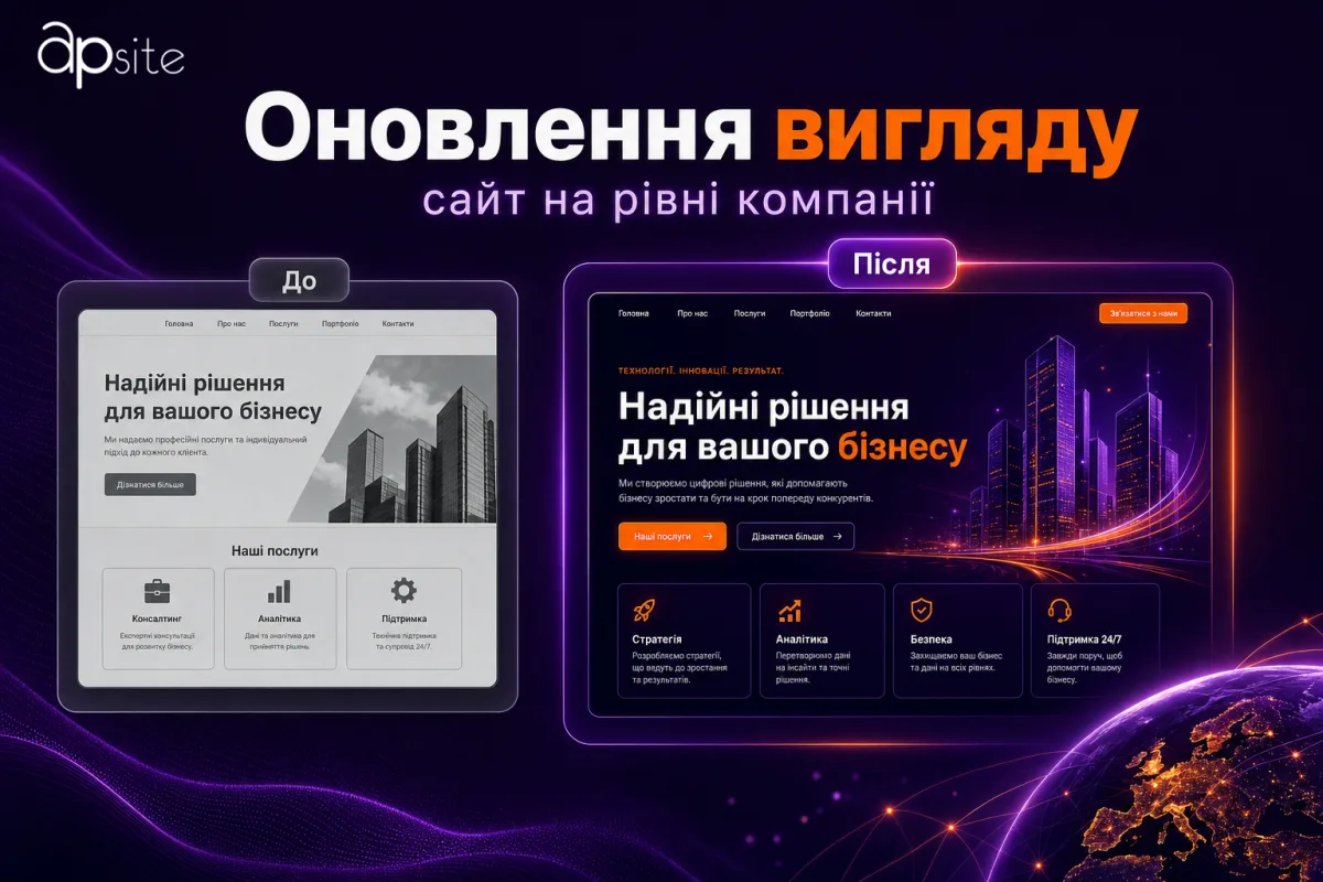 Обновление вида: сравнение сайта до и после редизайна