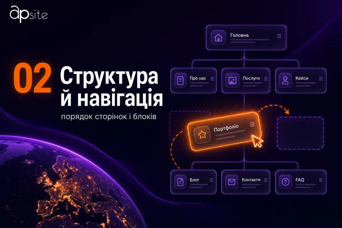 Шаг 2 — структура и навигация: порядок страниц и блоков