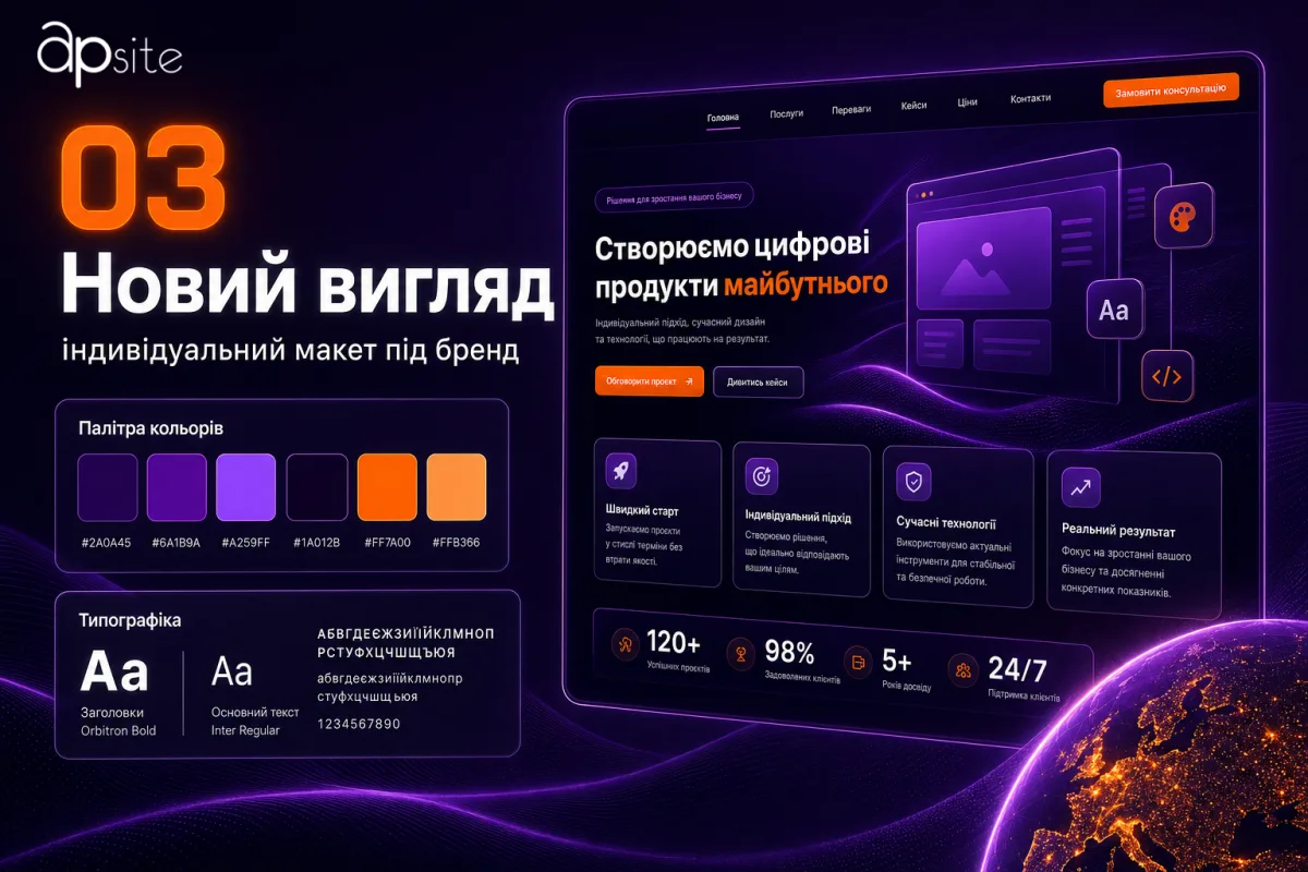 Шаг 3 — новый вид: индивидуальный макет, палитра и типографика