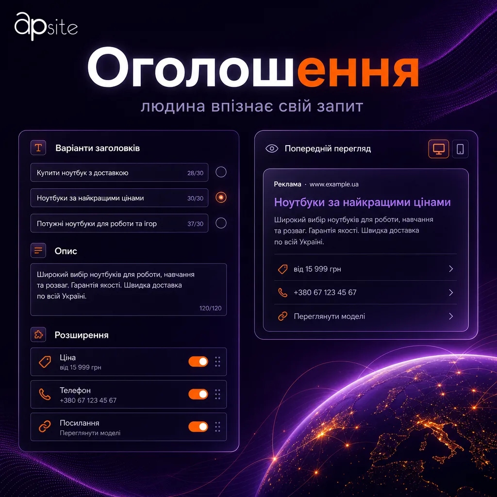 Оголошення: людина впізнає в них свій запит