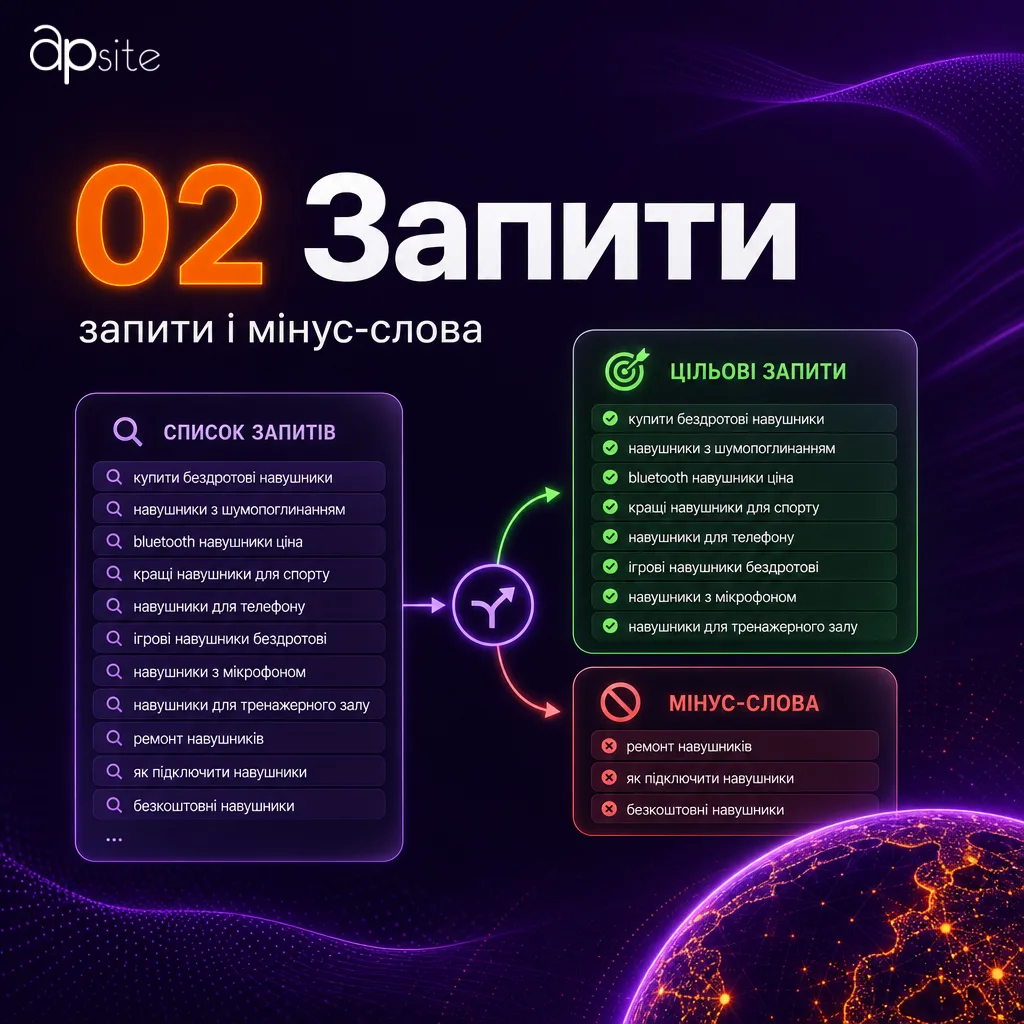 Крок 2 — запити і мінус-слова