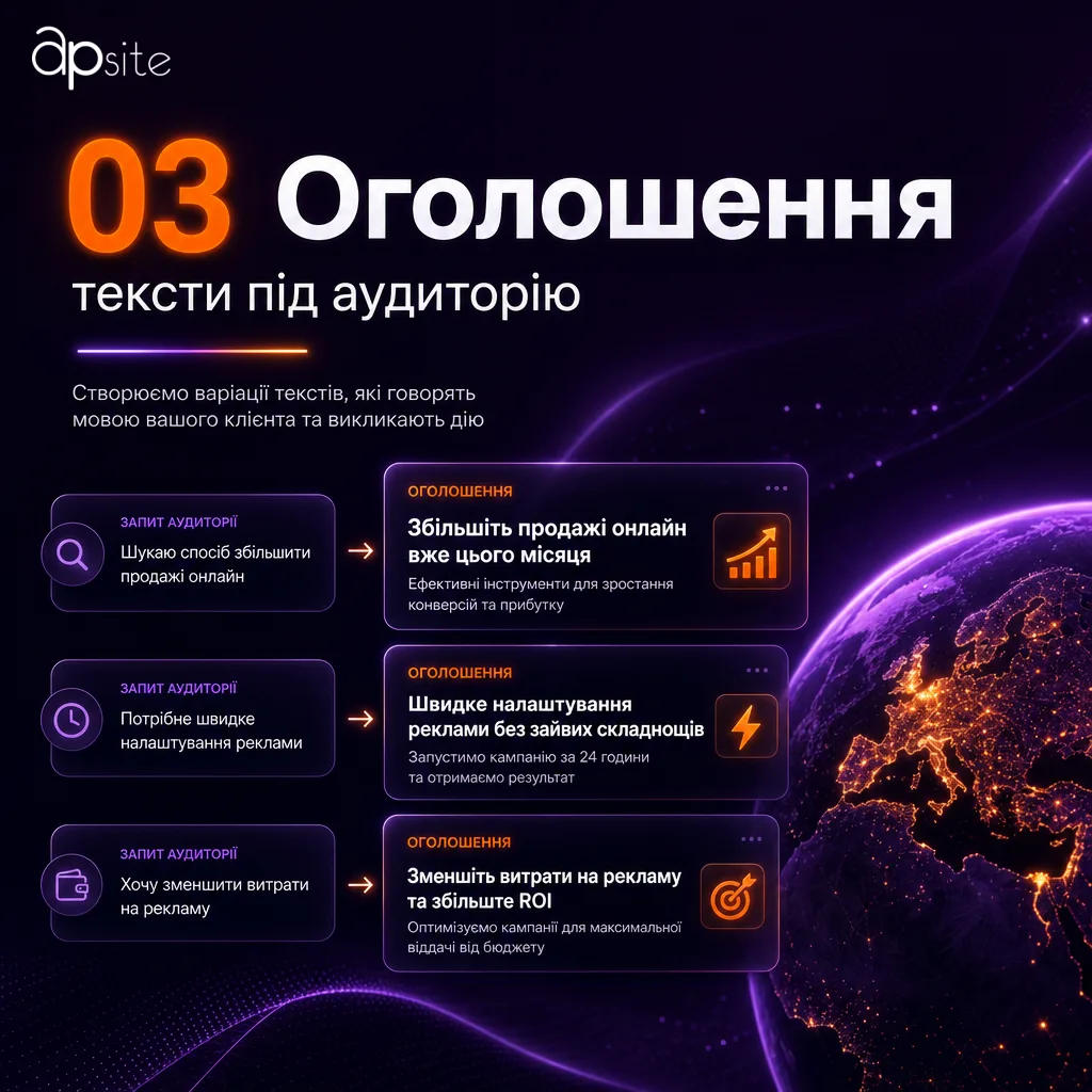 Крок 3 — оголошення: тексти під аудиторію