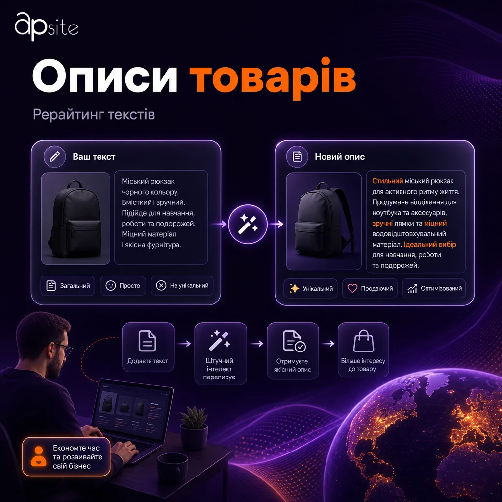 Описи товарів — Рерайтинг текстов