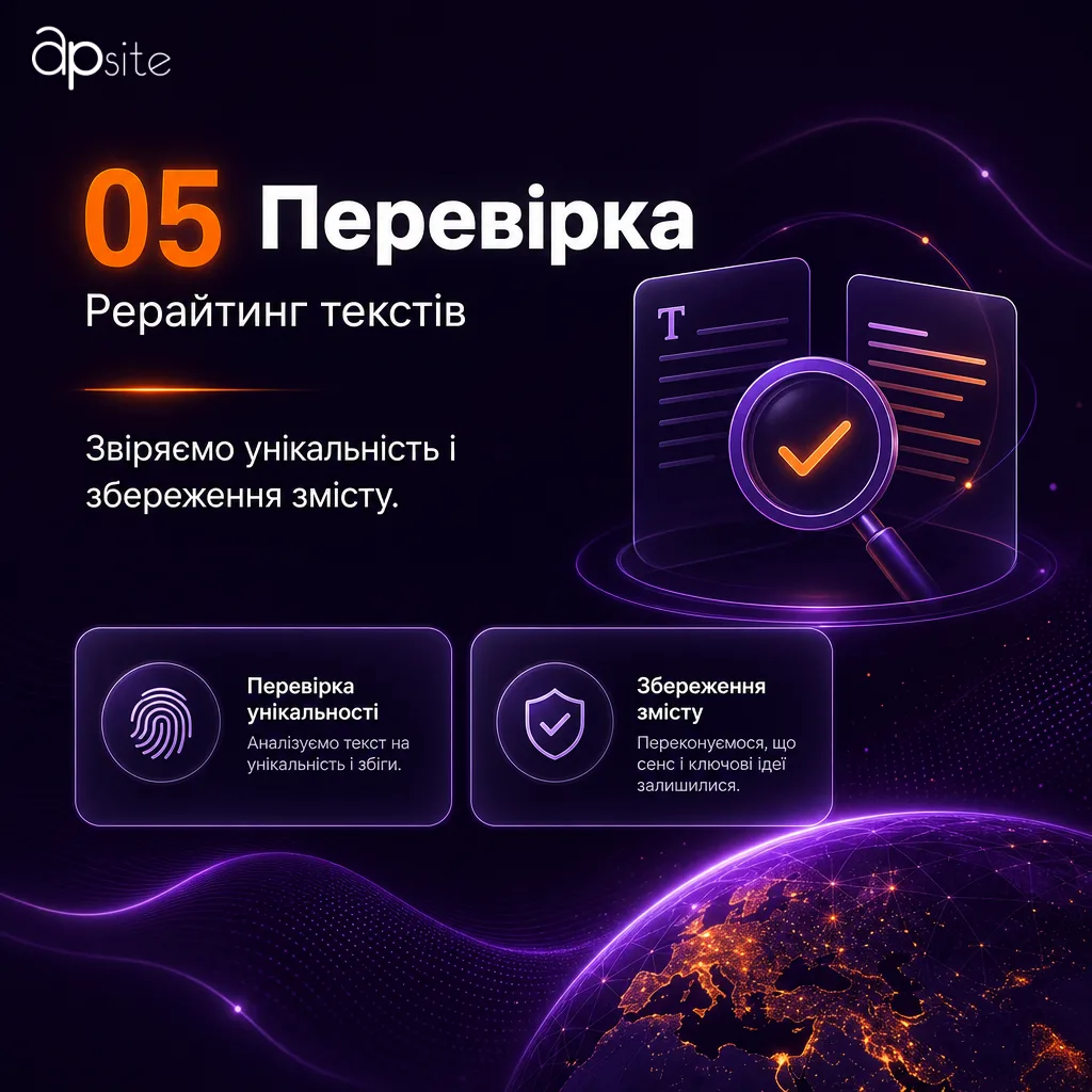 Шаг 5 — Перевірка: сверяем уникальность и сохранение содержания