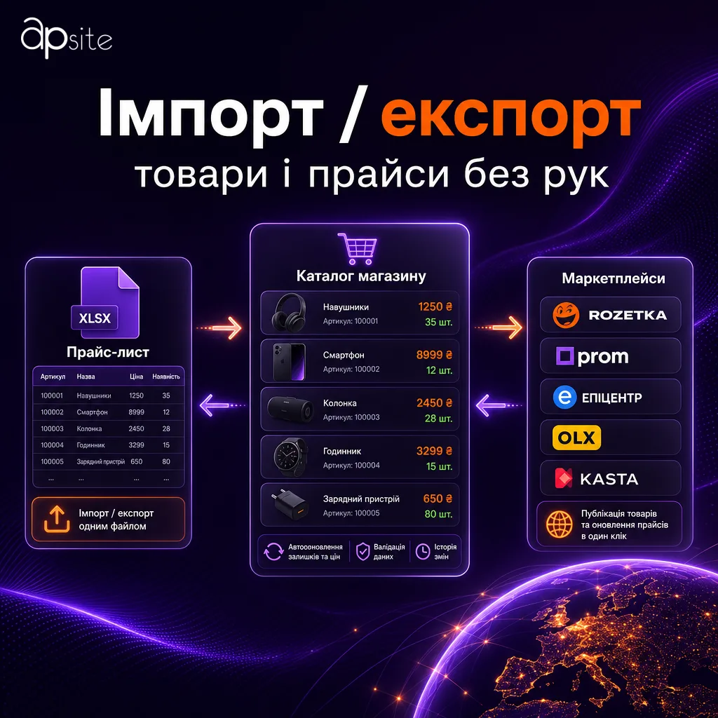 Импорт и экспорт товаров и прайс-листов