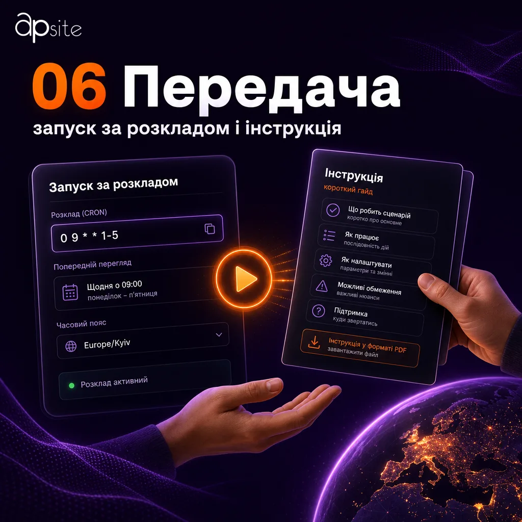 Шаг 6 — передача: запуск по расписанию и инструкция