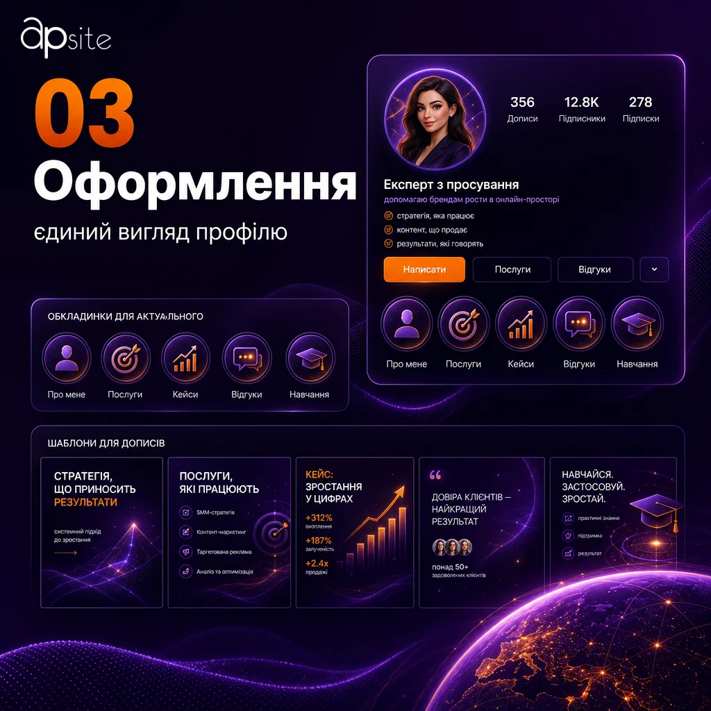 Шаг 3 — оформление: единый вид профиля