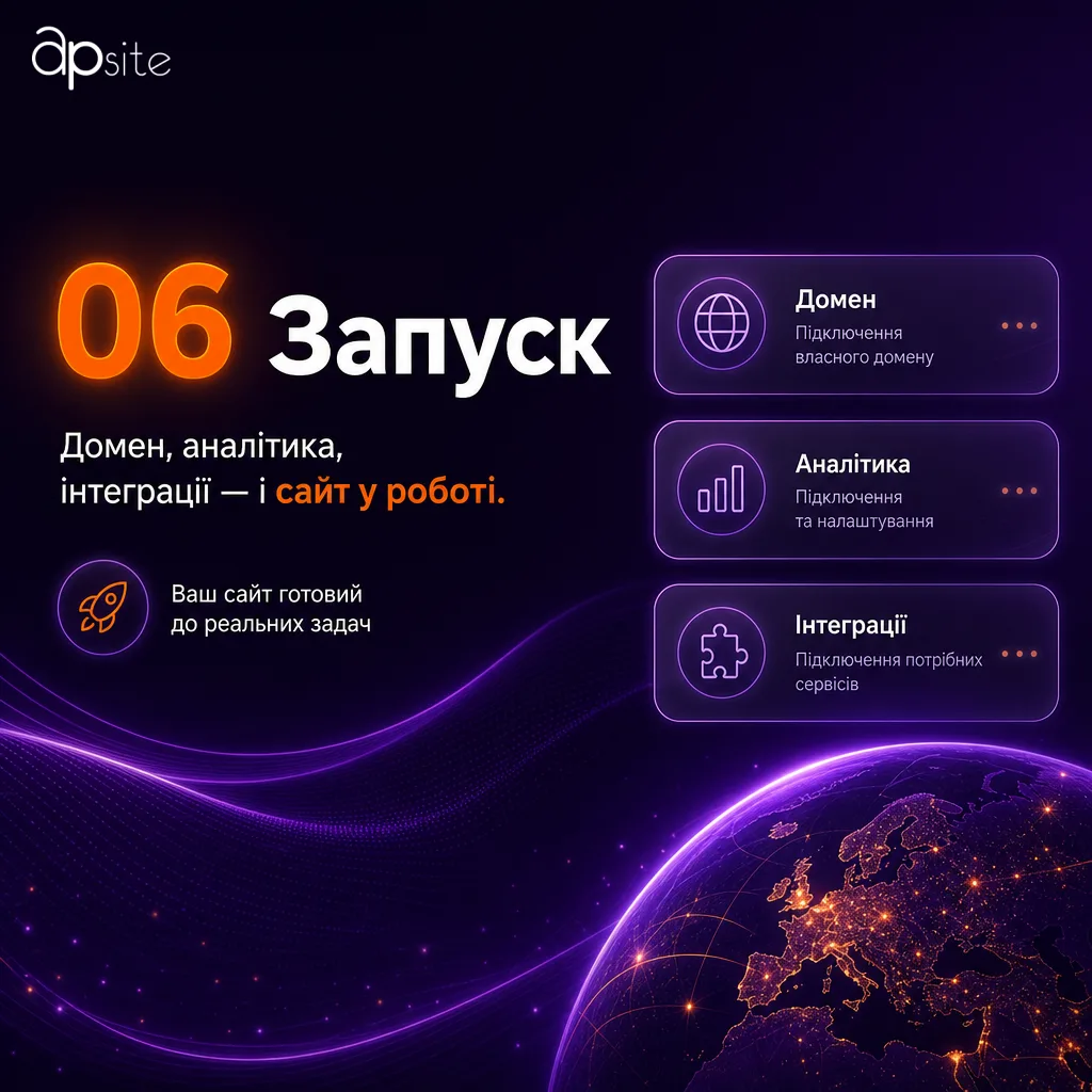 Крок 6 — Запуск: домен, аналітика, інтеграції — і сайт у роботі