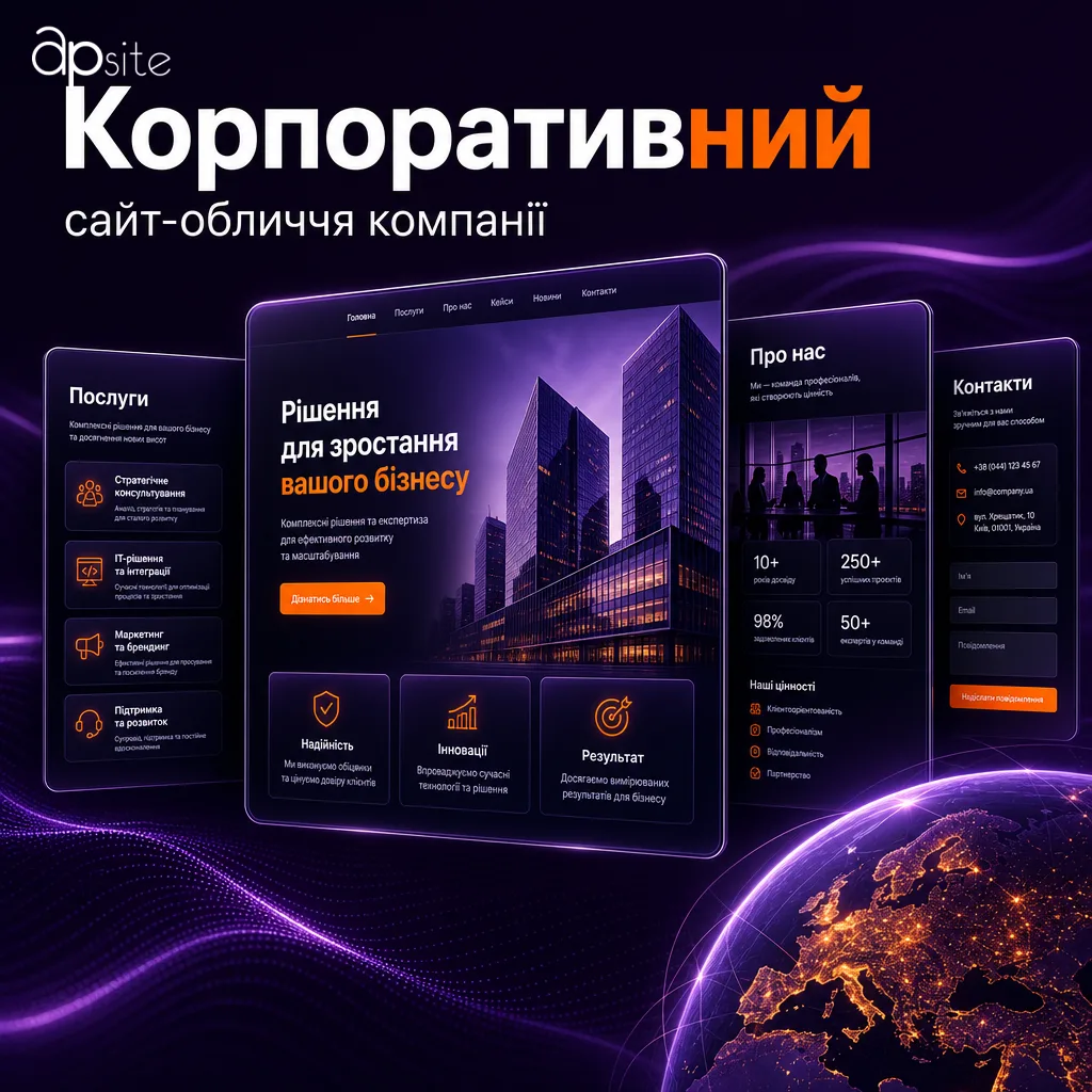 Корпоративний сайт: послуги, про компанію, контакти