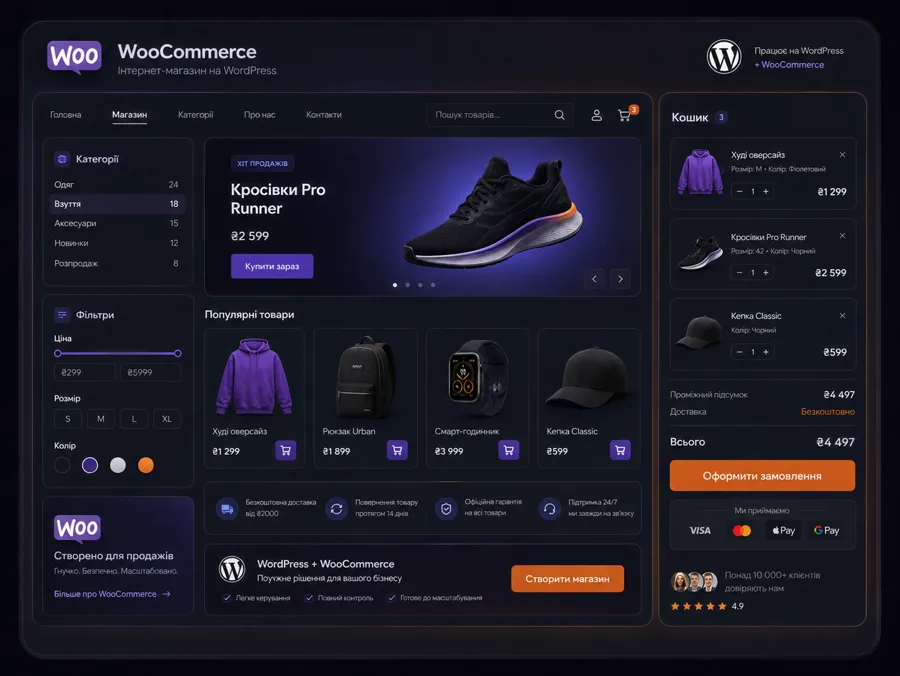 Магазин на WooCommerce: каталог, фільтри, кошик і оформлення замовлення