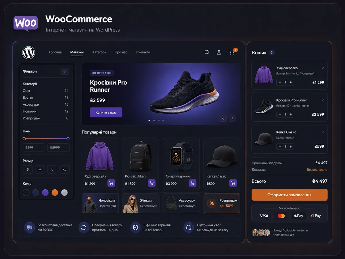 Інтернет-магазин на WooCommerce: каталог, фільтри, кошик і оплата
