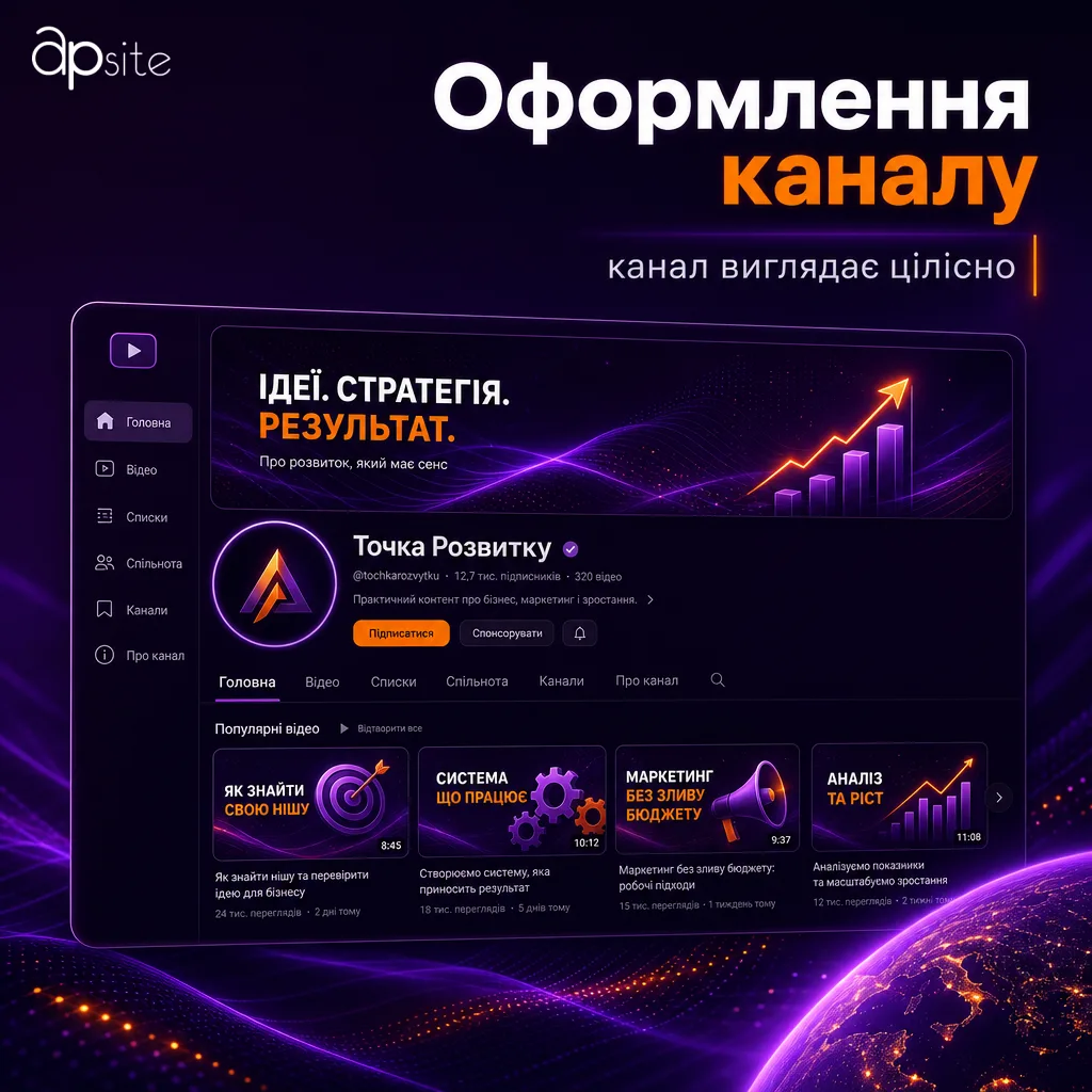 Оформление канала: баннер, аватар, разделы в одном стиле
